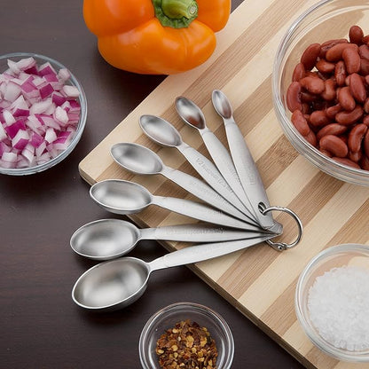 Spring Chef Stainless Steel Measuring Spoons Set of 7, Oval Metal Teaspoon & Tablespoon Measuring Spoons - Nesting Kitchen Gadgets For Baking & Cooking, Dual Measurements - Dry & Liquid Ingredients - Image 6