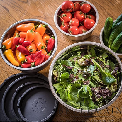 Bellemain Stainless Steel Non-Slip Mixing Bowls with Lids (4-Piece Set) - Image 2