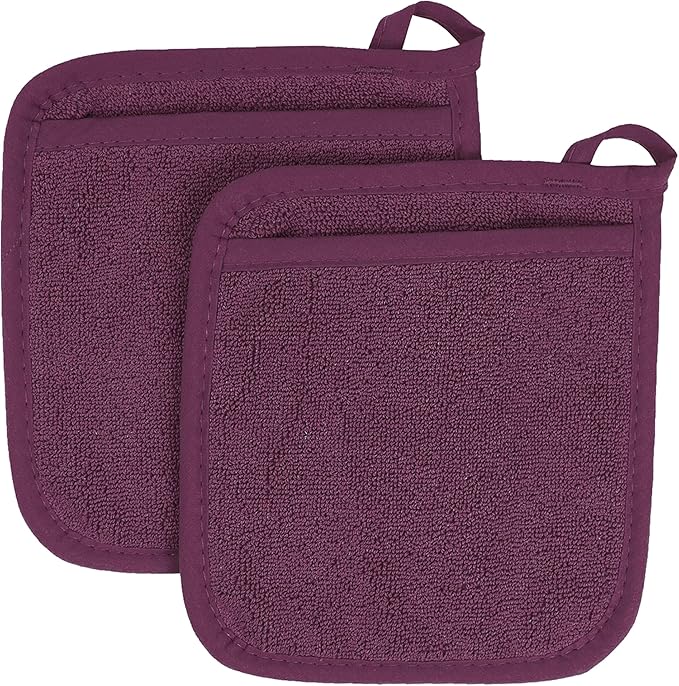 RITZ Terry Pocket Mitt & Hot Pad: Unparalleled Heat Resistant, Durable 100% Cotton – Ergonomically Designed for Optimal Grip – Easy-Care Machine Washable – 2-Pack, Beet by Ritz+Foodservice