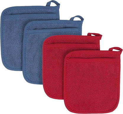 RITZ Terry Pocket Mitt & Hot Pad: Unparalleled Heat Resistant, Durable 100% Cotton – Ergonomically Designed for Optimal Grip – Easy-Care Machine Washable – 4-Pack, Federal/Paprika - Image 2
