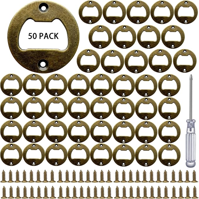 Bottle Opener Insert - 50 Sets Stainless Steel Inserts Kit with Screws Screwdriver for DIY Resin Mould Kit Hardware Parts Supply（brown) by TECARATE