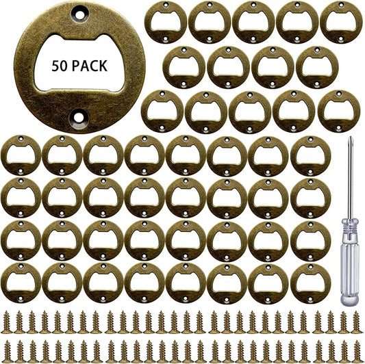 Bottle Opener Insert - 50 Sets Stainless Steel Inserts Kit with Screws Screwdriver for DIY Resin Mould Kit Hardware Parts Supply（brown) by TECARATE