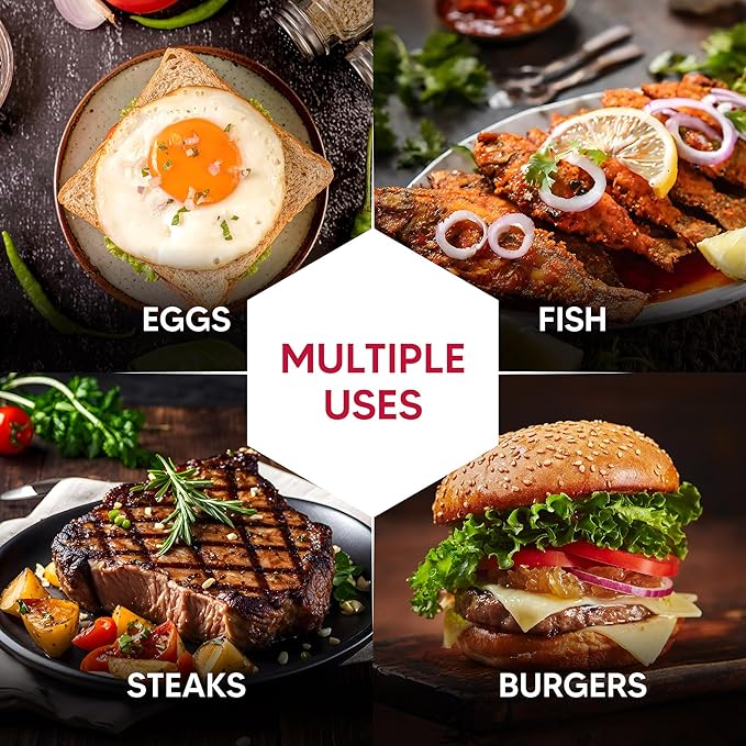 HIC Kitchen Perforated Burger Turner with Soft Grip Handle, Stainless Steel