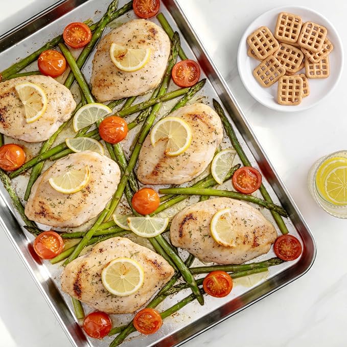 LIANYU 2 Pack Stainless Steel Cookie Sheet Pans, Commercial Grade Baking Sheet, 17.5x13 Inch Half Sheet Pan, Professional Bakeware Cookie Tray, Mirror Finish & Non Toxic & Easy Clean - Image 6