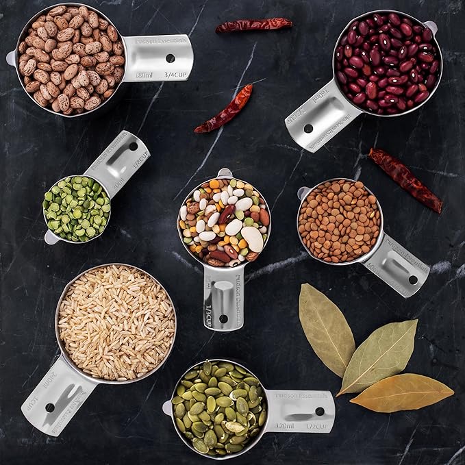 Hudson Essentials Stainless Steel Measuring Cups Set - (9 Piece Set) - Stackable Set with Spout - Includes 2 Cup and 1.5 Cup - Image 4