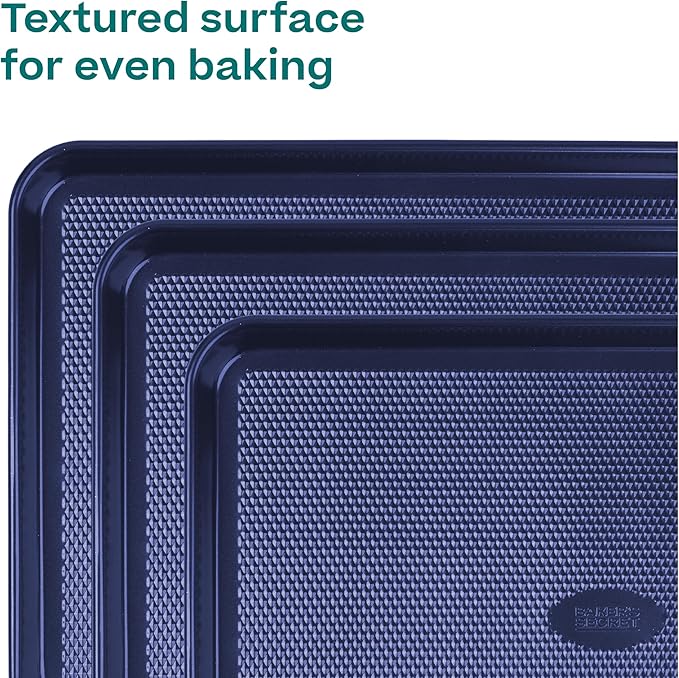Baker's Secret Non Stick Baking Sheets, Set of 3 Cookie Sheets for Oven, Diamond Texture Premium Air Flow, Extra Thick 0.6mm, PFOA PFOS PTFE and PFAS Free Bakeware, 3 Sizes - Image 6