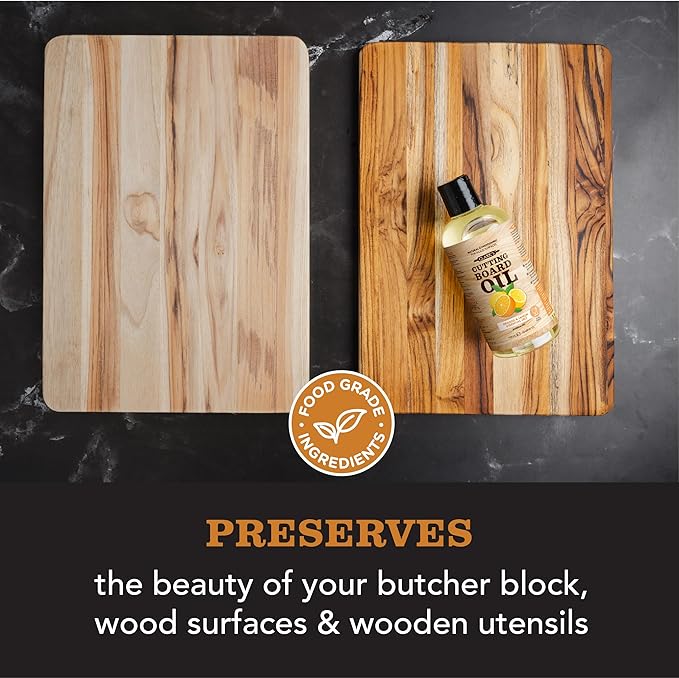 CLARK'S Cutting Board Oil - Food Grade Mineral Oil for Cutting Board - Enriched with Lemon and Orange Oils - Butcher Block Oil and Conditioner - Mineral Oil - Restores and Protects All Wood - 12oz