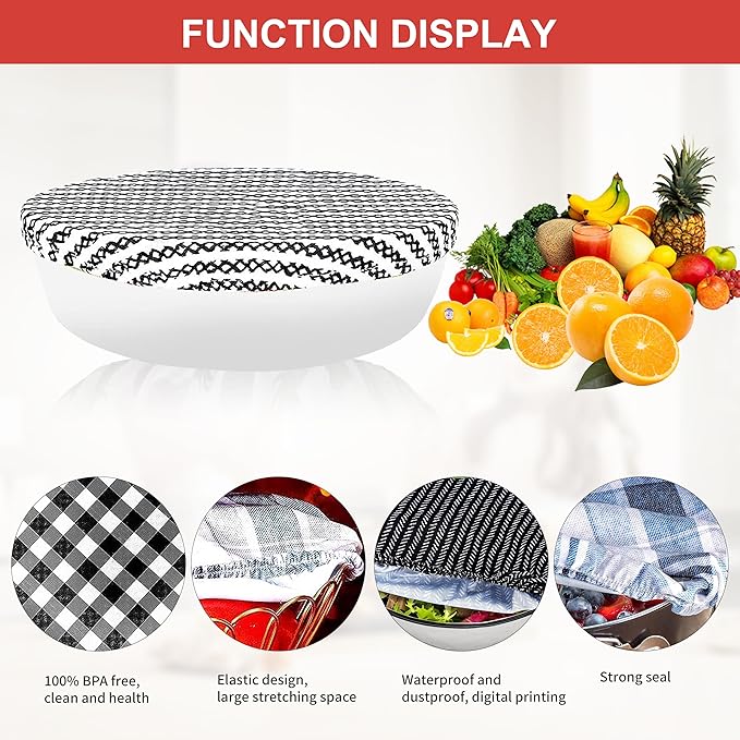 10Pcs Reusable Bowl Covers In 5 Size, Stretch Cloth Fabric Dish Cover Kitchen Storage Containers Lids for Fruits Food Leftover Dough Bread Proofing