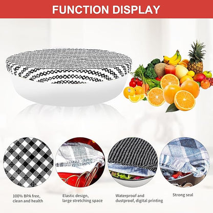 10Pcs Reusable Bowl Covers In 5 Size, Stretch Cloth Fabric Dish Cover Kitchen Storage Containers Lids for Fruits Food Leftover Dough Bread Proofing