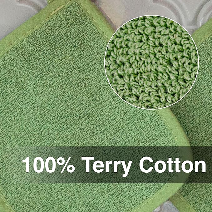 RITZ Terry Potholder & Hot Pad: Unparalleled Heat Resistant, Durable 100% Cotton – Ergonomically Designed for Optimal Grip – Easy-Care Machine Washable – 4-Pack, Cactus Green - Image 2