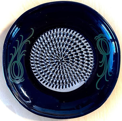 BonCera, All-in-one Premium Ceramic Garlic Grater Plate 4-Piece Set - Black Garlic Design - for Garlic, Ginger, Chocolate, and More! - Comes with 5.25" Plate, Peeler, Brush, and Stand