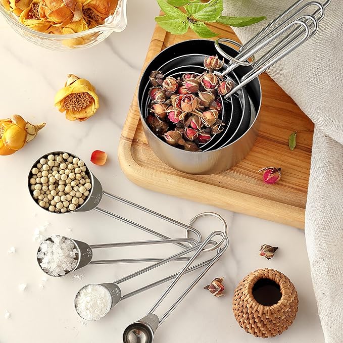 8PCS Measuring Cups, OHOLA Stainless Steel Measuring Cups and Spoons Set, Great for Cooking and Baking - Image 9