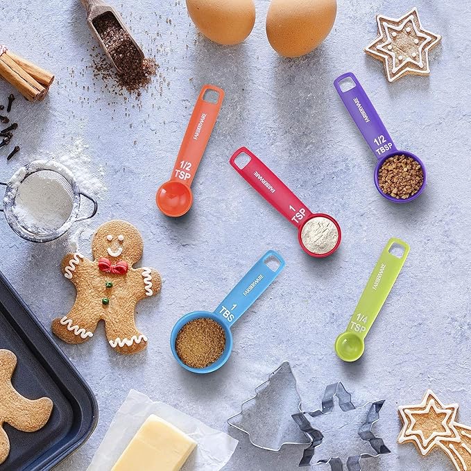 Farberware Set of 5 Measuring Spoons, Perfect for Measuring Both Wet and Dry Indgredients, Includes Detachable Ring for Optimal Storage and Organization, Dishwasher Safe, Assorted - Image 5