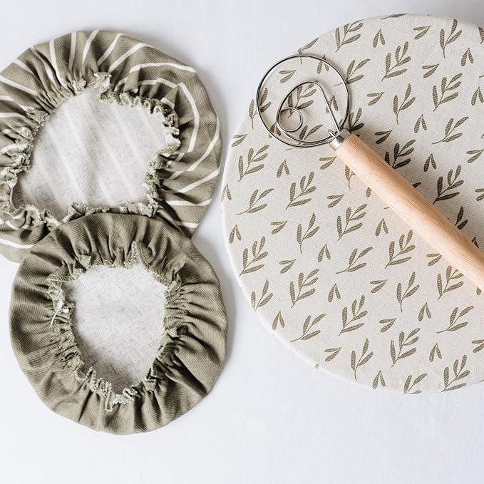 Beautiful Linen Cotton Blend Bowl Covers for Bread Proofing - Reusable Set of 3 in Varying Sizes Easily Fit Your Bowls 7" to 13" - Durable Fabric Covers, Ideal Sourdough Bread Baking Accessories - Image 7