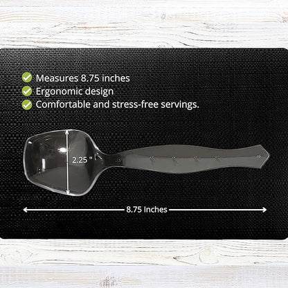 PARTY BARGAINS Disposable Clear Plastic Serving Spoons 8.75″ – Heavy-Duty Clear Plastic Spoons for Parties, Catering, Weddings, Events – 12 Count