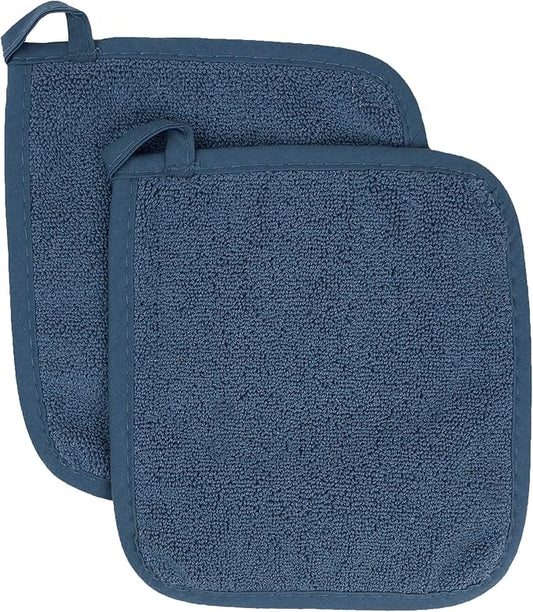 RITZ Terry Potholder & Hot Pad: Unparalleled Heat Resistant, Durable 100% Cotton – Ergonomically Designed for Optimal Grip – Easy-Care Machine Washable – 2-Pack, Midnight by Ritz+Foodservice