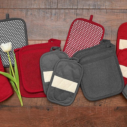 RITZ Terry Pocket Mitt & Hot Pad: Unparalleled Heat Resistant, Durable 100% Cotton – Ergonomically Designed for Optimal Grip – Easy-Care Machine Washable – 4-Pack, Graphite/Paprika - Image 7