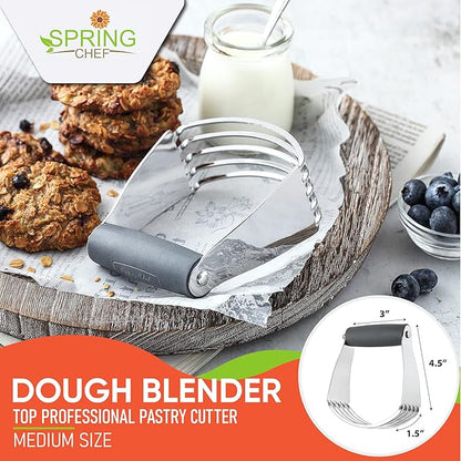 Spring Chef Medium Size Gray Dough Blender For Baking, Professional Dough Cutter Tool, Stainless Steel Pastry Cutter Tool with Durable & Thick Blades, Dishwasher Safe Pastry Blender for Easy Mixing - Image 2
