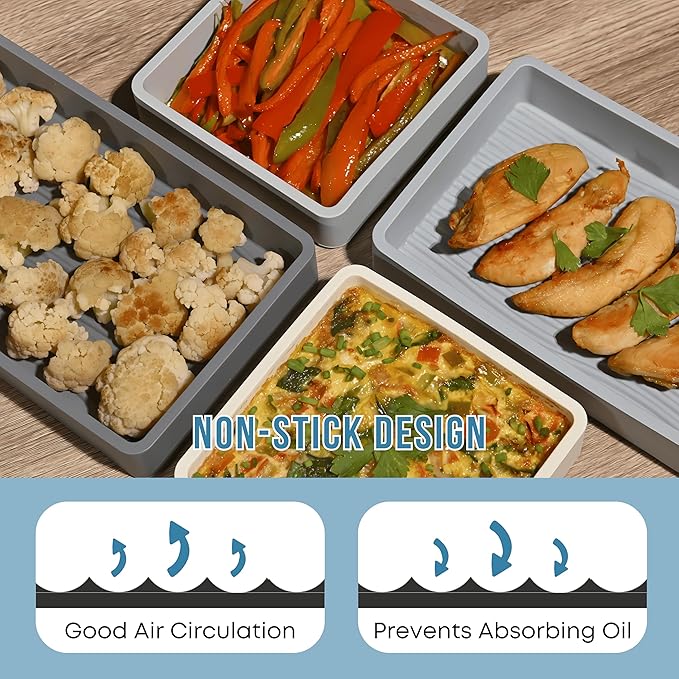 Sandunes Silicone Sheet Pan Dividers for Cooking & Meal Prep - Nonstick Bakeware Sets - 4 Silicone Baking Sheet Dividers for Oven, Air-fryer, Microwave & Dishwasher-Safe