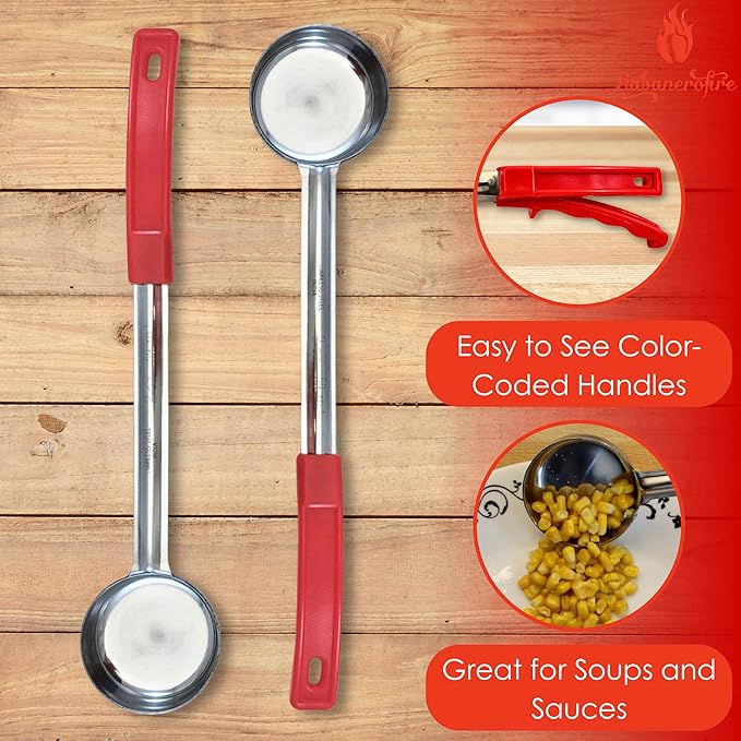 2 Ounce Solid Stainless Steel Portion Control Ladle Spoon for Measuring and Serving; Commercial Grade Serving Scoops [Pack of 2] - Image 2