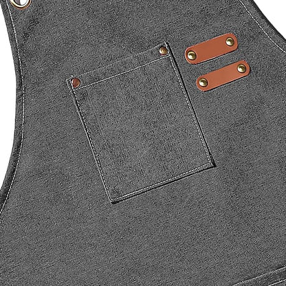 AFUN Chef Aprons for Men Women with Oversized Pockets, 16-Ounce Cotton Canvas Cross Back Heavy Duty Work Apron (Grey) - Image 4
