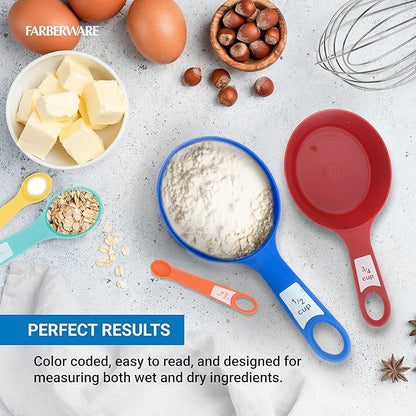 Farberware 12-Piece Measuring Cup and Spoon Set – Color-Coded Kitchen Measuring Tools with Easy-Read Markings, Nesting Design for Compact Storage, Dishwasher Safe - Image 3