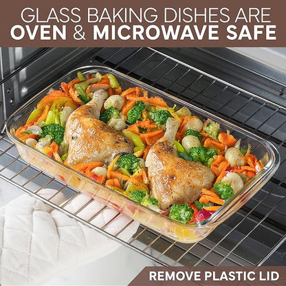 COOK WITH COLOR 8 PC. Glass Baking Dish Set with Lids - Deep Casserole Dish, Glass Food Container, Oven, Freezer and Microwave Safe, Clear Container, Brown - Image 6