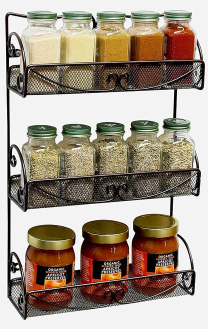 Deco Brothers 3 Tier Wall Mounted Hanging Spice Rack, Bronze - Image 5