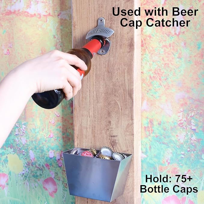 4 PCS Bottle Opener Wall Mounted Stainless, Antique Silver Rust-free Screw in Wall Beer Cap Bottle Opener Outdoor for Post Kitchen Cupboard - Image 3