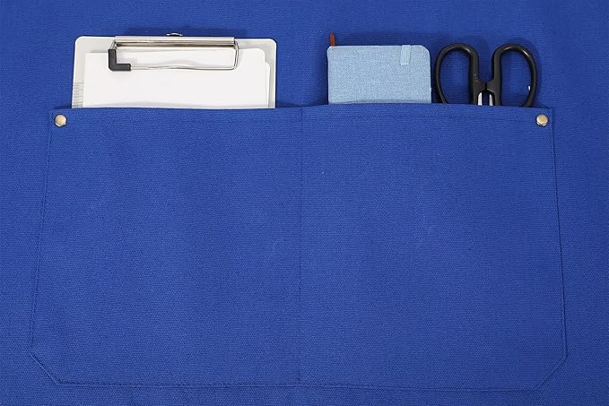 AFUN Chef Aprons for Women Men with Oversized Pockets, 12-Ounce Cotton Canvas Cross Back Water Repellent Apron (Royal Blue) - Image 7