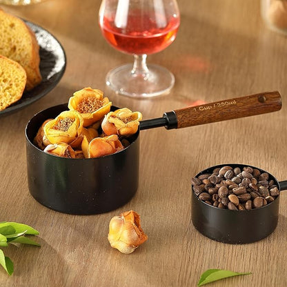 8PCS Measuring Cups and Spoons Set, DV Stainless Steel Measuring Cups with Ergonomic Wooden Handle for Cooking & Baking - Image 5
