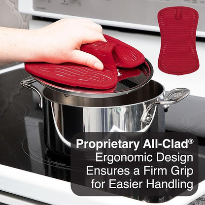 All-Clad Premium Pot Holder & Heating Pad, (1-Pack) Heat Resistant to 500 Degrees, 100% Cotton 10"x6.25" for Kitchen and Barbeque, Chili Red - Image 6