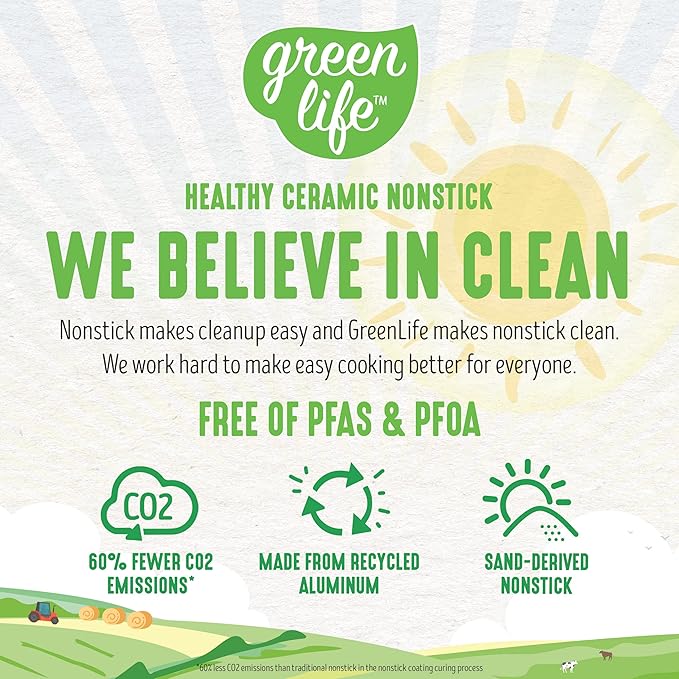 GreenLife Non Stick Fry Pan Set (7" & 10"), Non-Toxic PFAS-Free Ceramic Skillets, Dishwasher & Oven Safe, Egg Omelet Frying Pans, Stay- Cool Handles, Kitchen Home Cooking Essentials, Blue - Image 10