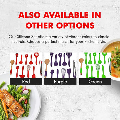 Chef Craft Premium Silicone Kitchen Tool and Utensil Set, 11 Piece, Purple - Image 7