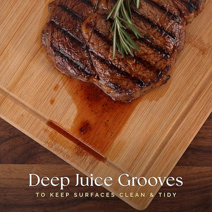 Deer & Oak Premium Extra Large Bamboo Cutting Board - 17.3" x 11.8" x 0.8" Wooden Chopping Board for Meat and Vegetables, Pre-Oiled, Water Resistant, Knife Friendly - Image 8