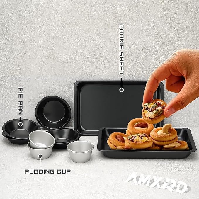 Small Baking Sheets, Nonstick Baking Toaster Oven Tray Cookie Sheet, 1 or 2 Person Household, Set of 2, 9.5" X 7.1" (Inner 8.2" X 6.5")