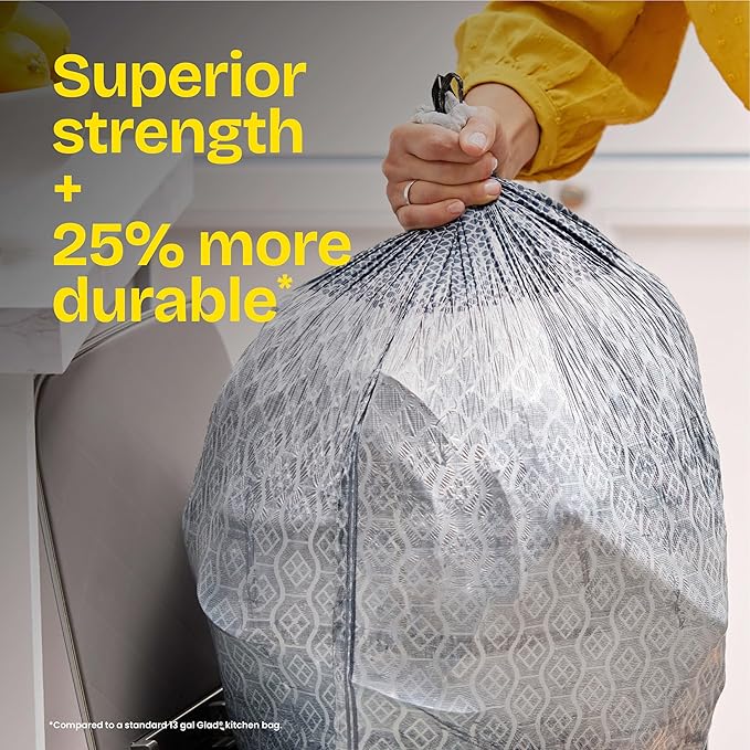 Glad ForceFlex MaxStrength with Clorox Tall Kitchen Trash Bags, 13 Gal, 34 Ct (Package May Vary) - Image 5