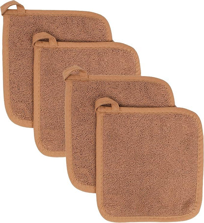 RITZ Terry Potholder & Hot Pad: Unparalleled Heat Resistant, Durable 100% Cotton – Ergonomically Designed for Optimal Grip – Easy-Care Machine Washable – 4-Pack, Copper by Ritz+Foodservice