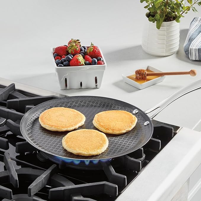 Cuisinart FusionPlus Hybrid Stainless Steel Cookware, 12-Inch Round Griddle Pan with PFAS-Free PURELYSEAR Ceramic Technology, Scratch Proof, Cool Grip Handles, Dishwasher Safe