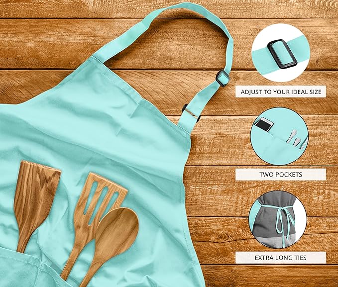 Utopia Kitchen 2 Pack Bib Apron, Adjustable with 2 Pockets, Water and Oil Resistant, Cooking Kitchen Chef Apron for Women Men - Image 4