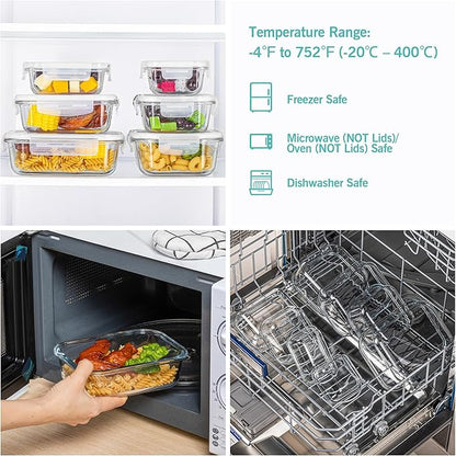 Vtopmart 8 Pack Glass Food Storage Containers with Airtight Lids, Glass Meal Prep Containers, Lunch Office Meal for Microwave, Oven, Freezer and Dishwasher, BPA Free - Image 4