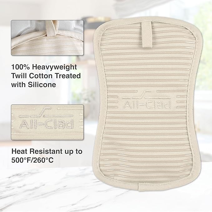 All-Clad Premium Pot Holder & Hot Pad: Heat Resistant to 500 Degrees - 100% Cotton, 10"x6.25" Hot Pad for Kitchen and Barbeque, (1-Pack), Almond - Image 6