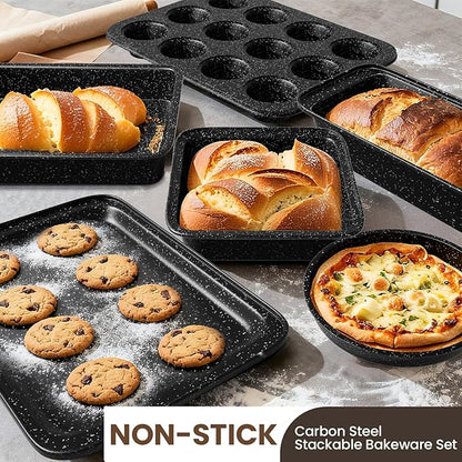 Pots and Pans Set Non Stick, 31 Piece Kitchen Induction Cookware & Bakeware Set, Nonstick Kitchen Cooking Pans Set with Frying Pans Set Grill Pan Saucepan Baking Sheet & Utensils, PFOA Free - Image 4