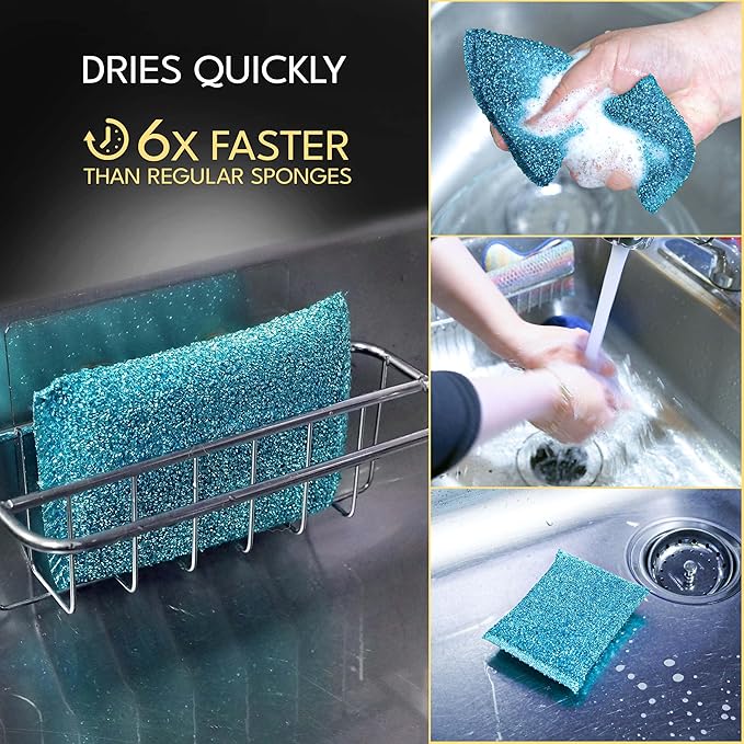 Dish Sponges for Kitchen(30 Pcs) Non-Scratch Scrub Sponges for Dishes, Pots, Pans, Glass, Stainless Steel & Nonstick Cookware–Odor-Resistant, Quick-Dry, Flexible, Durable & Reusable Cleaning Scrubbers