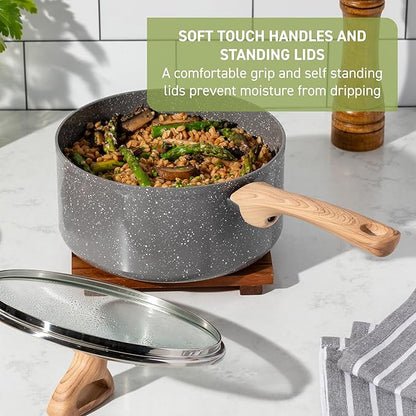 T-fal Revive Ceramic Nonstick Frying Pan with Lid, 6 Qt, Oven Safe to 350°F Cookware, Skillet Pots and Pans, Grey Granite - Image 6