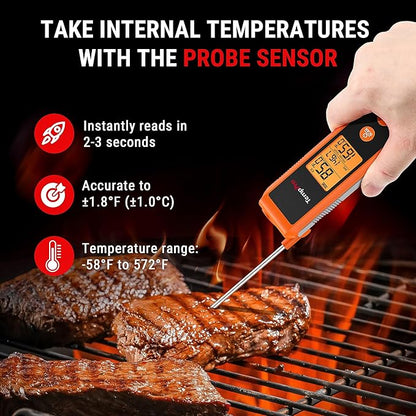 TempPro TP420 2-in-1 Instant Read Thermometer for Cooking, Infrared Thermometer with Meat Probe, Non-Contact Laser Meat Thermometer for Griddle Grill Pizza Oven HVAC Pool (Previously ThermoPro) - Image 3