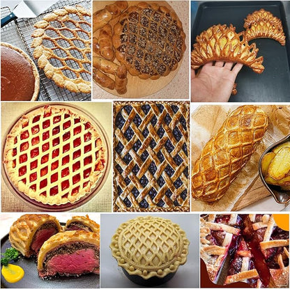 Stainless Steel Lattice Roller Cutter With Wood Handle - Dough Baking Tool for Cookie, Pie, Pizza, Bread, Pastry Crust - Household Time-Saver for Biscuits
