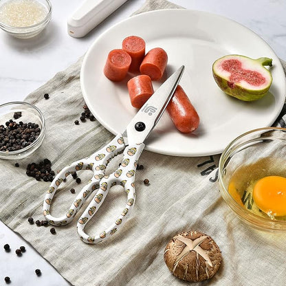 Linoroso Kitchen Scissors Heavy Duty Kitchen Shears with Magnetic Holder Made with Japanese Steel 4034, Multipurpose Ultra Sharp Cooking Scissors for Meat/Vegetables/BBQ/Herbs/Pizza (Graphic,Chick) - Image 7