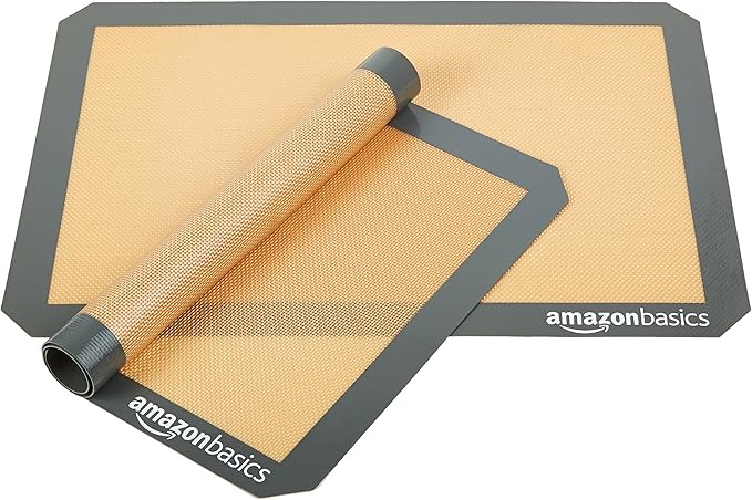 Amazon Basics Silicone Rectangular Baking Mat, Non-Stick, Reusable, Dishwasher Safe, Food Safe, Heat Resistant, 16.5" x 11.6", Beige/Gray, 2-Pack - Image 5