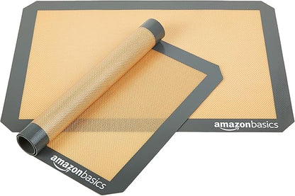 Amazon Basics Silicone Rectangular Baking Mat, Non-Stick, Reusable, Dishwasher Safe, Food Safe, Heat Resistant, 16.5" x 11.6", Beige/Gray, 2-Pack - Image 5